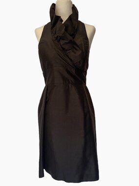 LulaKate Elegant Black Halter Silk Cocktail Party Dress 4 Madelyn